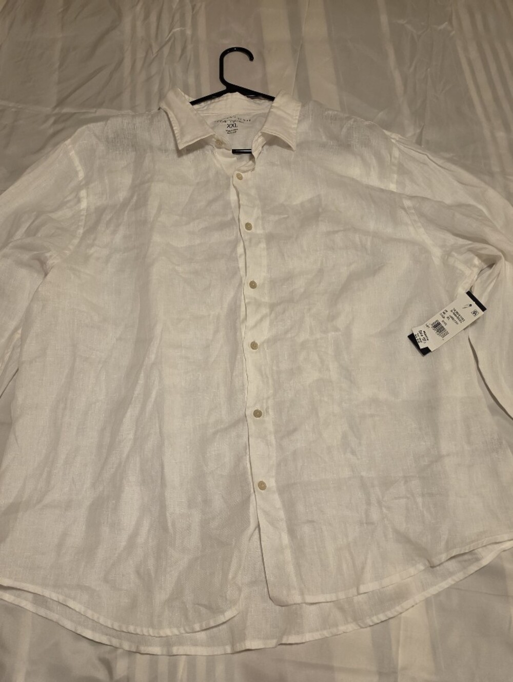 Bloomingdale's Men's White Linen Button-Down Shirt
